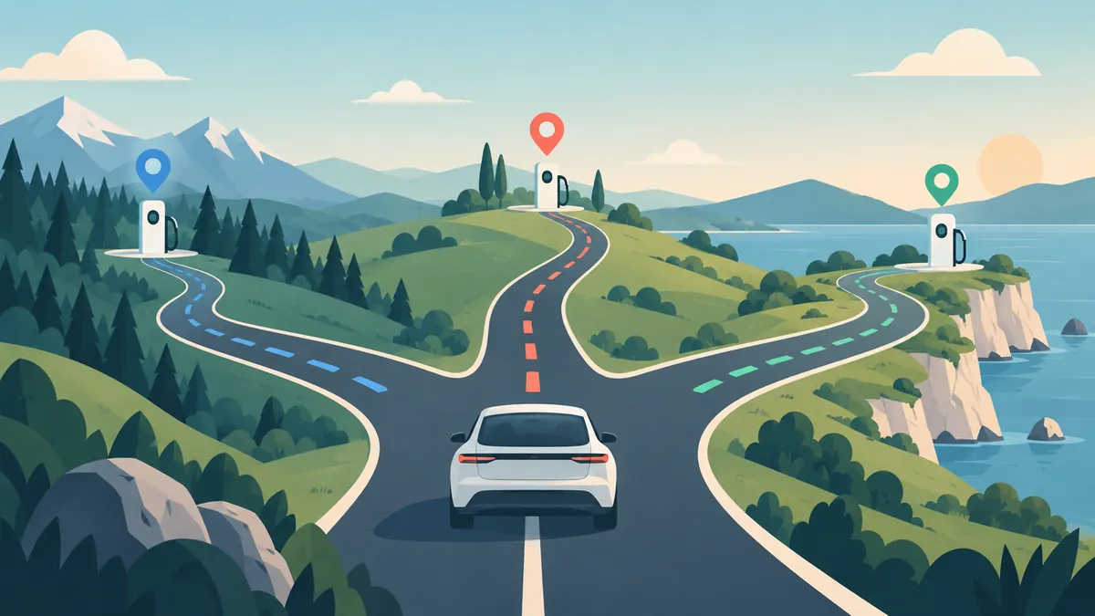 Illustration for Chargeway vs ChargeHub vs PlugShare: Free EV Trip Planning Apps Compared